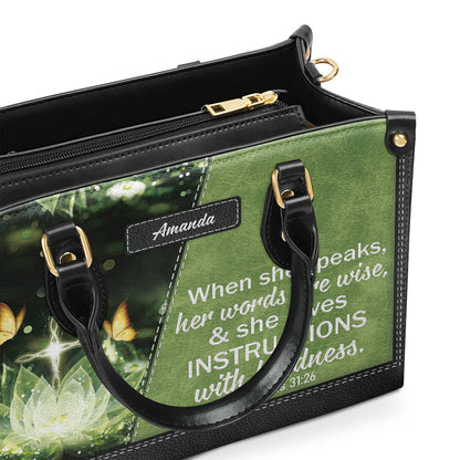 When She Speaks, Her Words Are - Personalized Leather Handbag GMJSLB200083