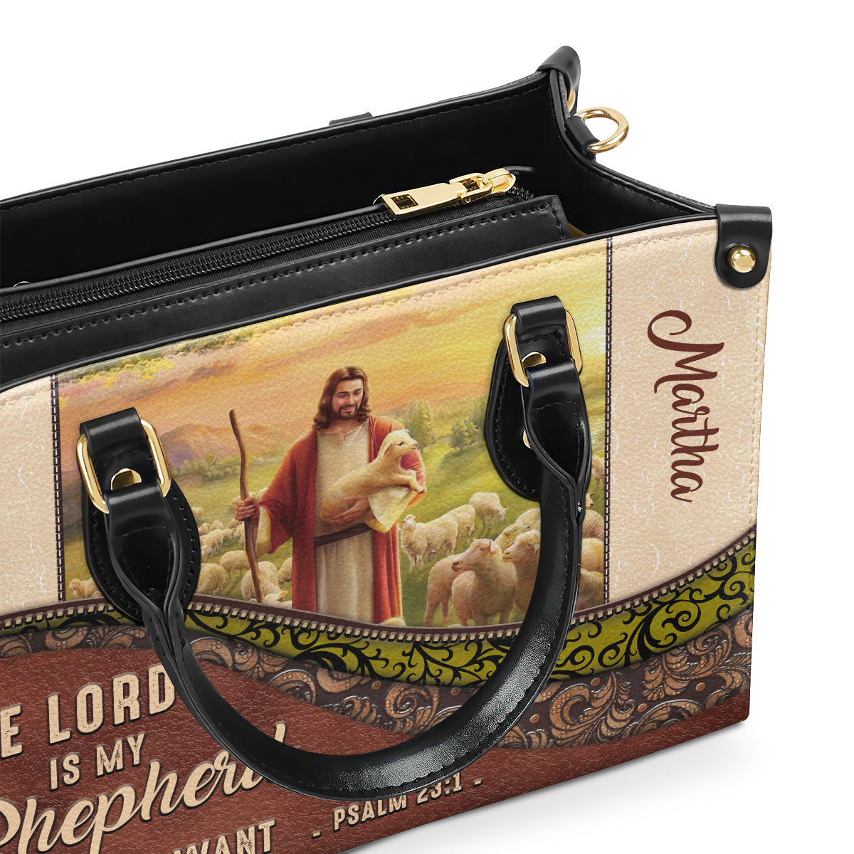 The Lord Is My Shepherd - Personalized Leather Handbag GMJSLB200088
