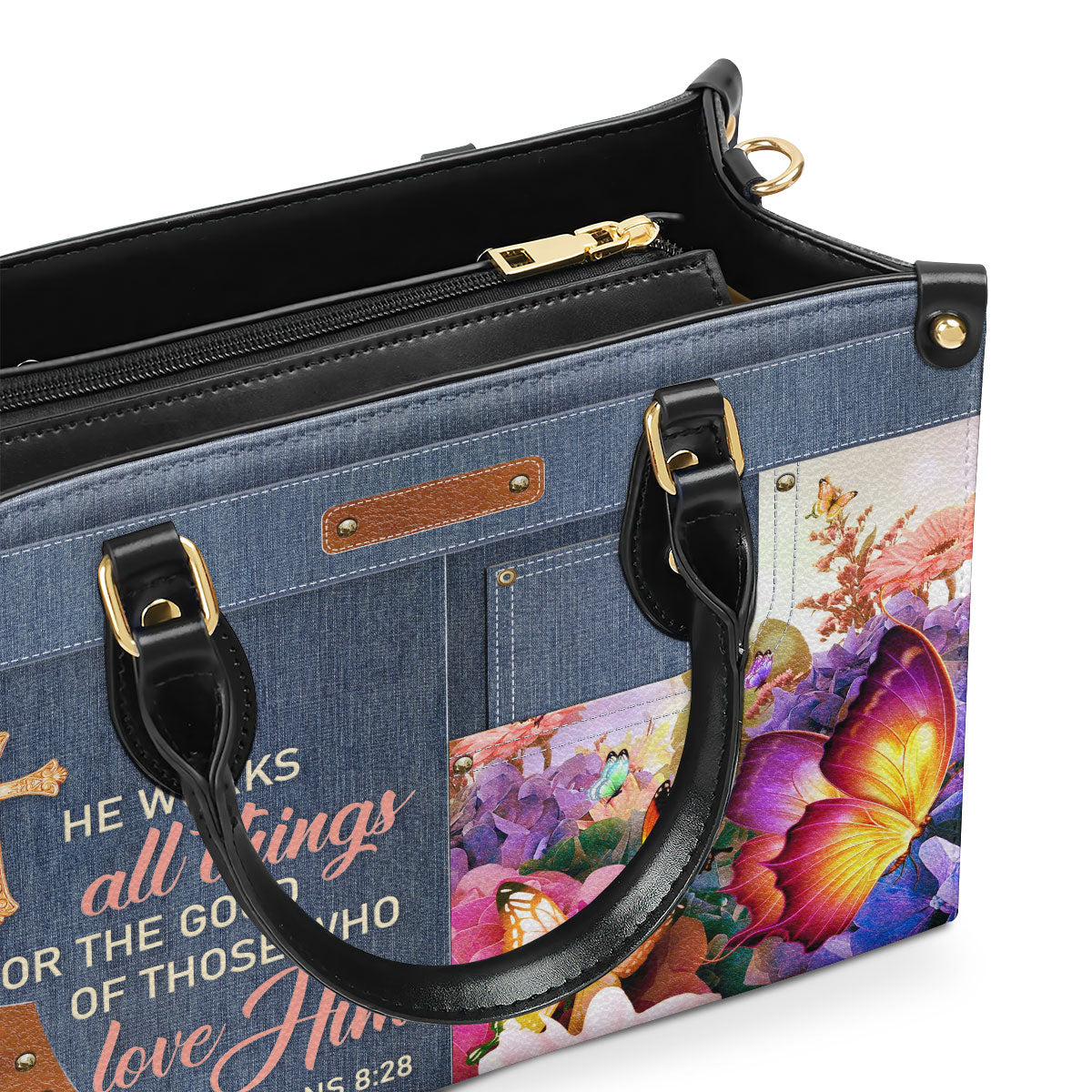 He Works All Things For Good - Personalized Leather Handbag GMJSLB200082