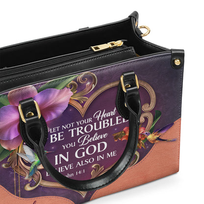 Let Not Your Heart Be Troubled - Personalized Leather Handbag GMJSLB200087