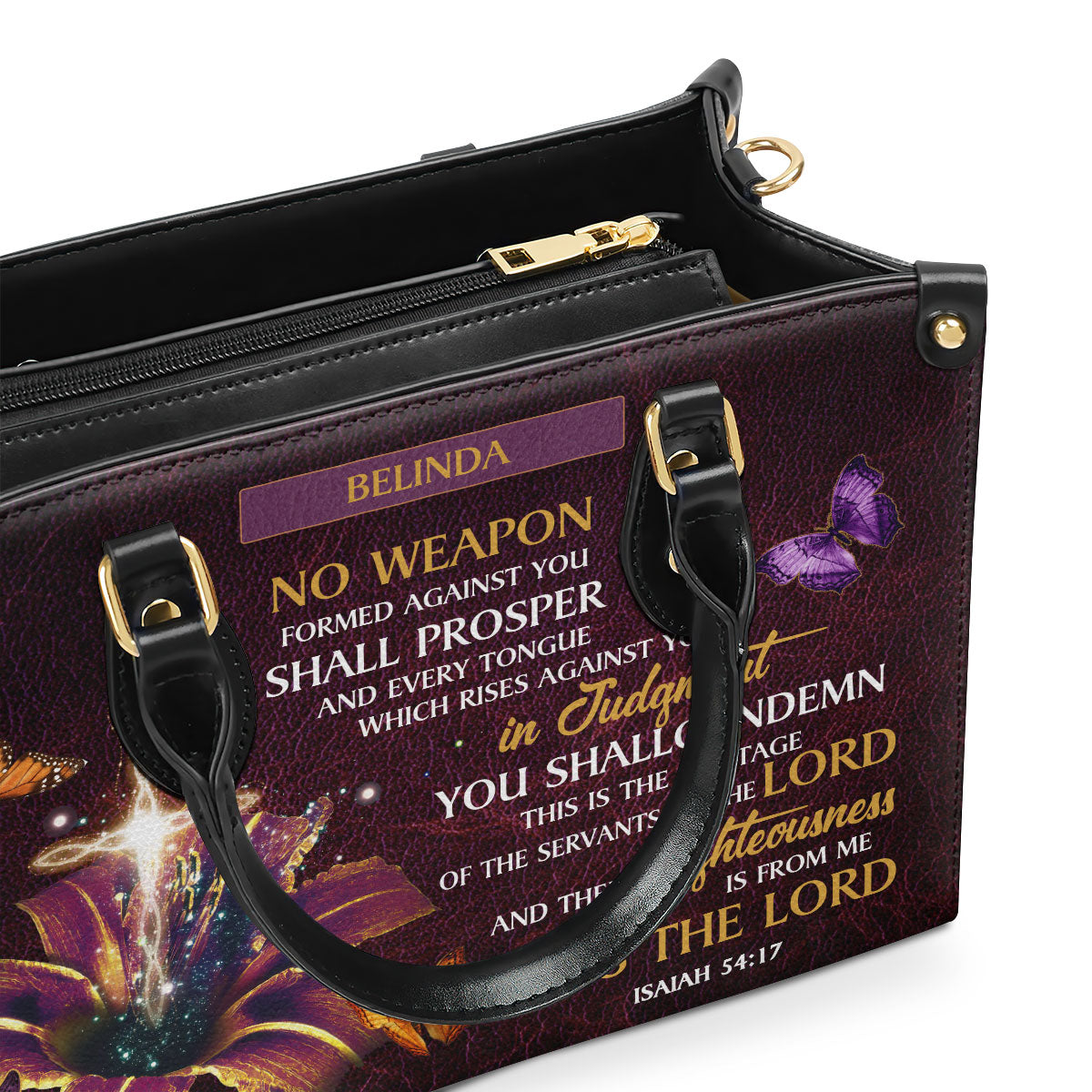 No Weapon Shall Prosper - Personalized Leather Handbag GMJSLB200080