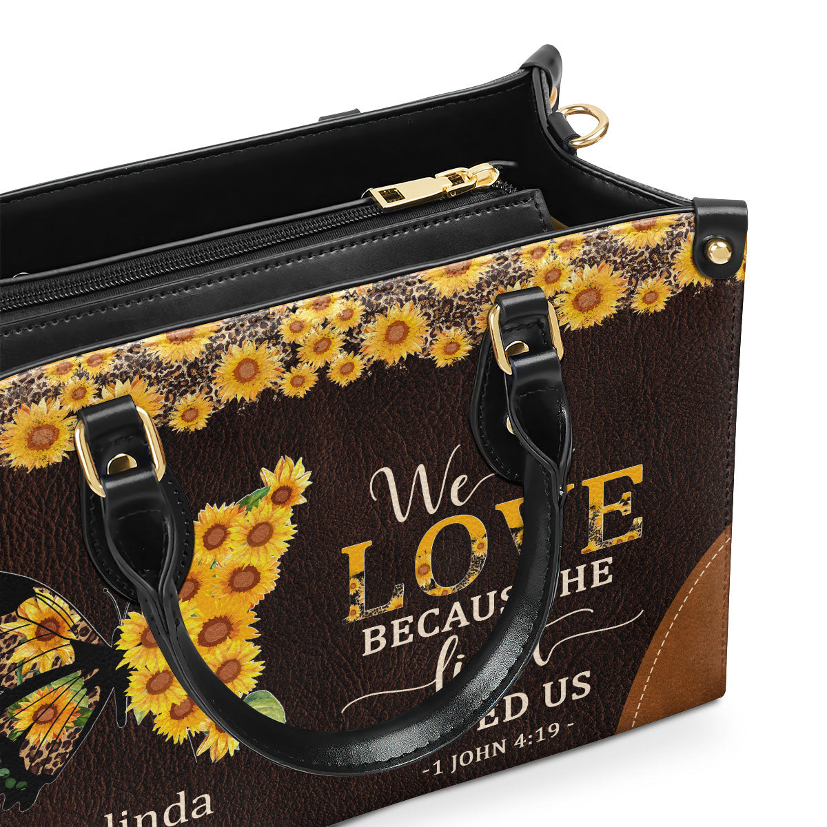 We Love Because He First Loved Us - Personalized Leather Handbag GMJSLB200110