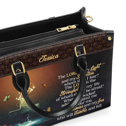 Psalm 27:1 Faith Quote - Personalized Leather Handbag GMJSLB200116