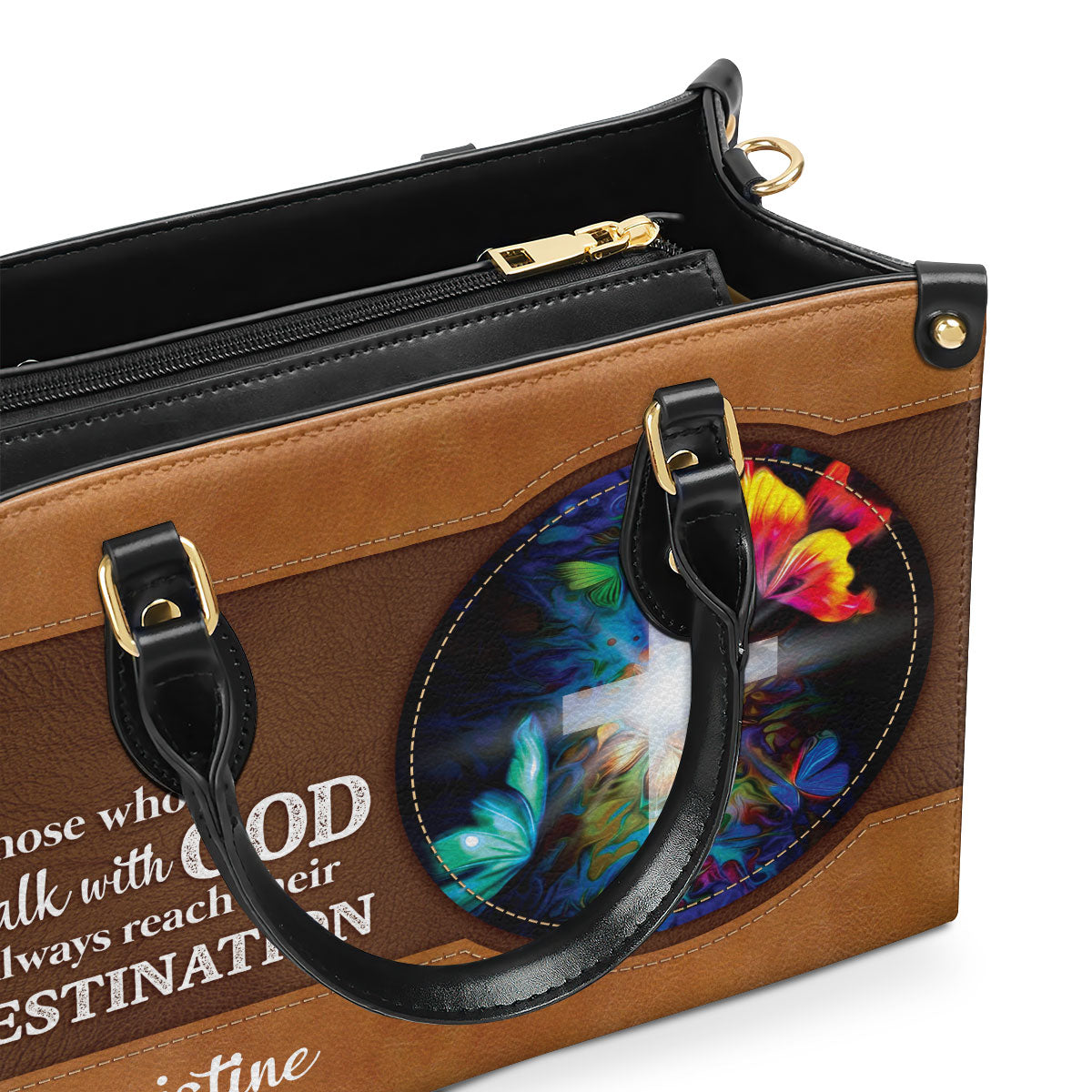 Walk With God - Personalized Leather Cross Handbag GMJSLB200092