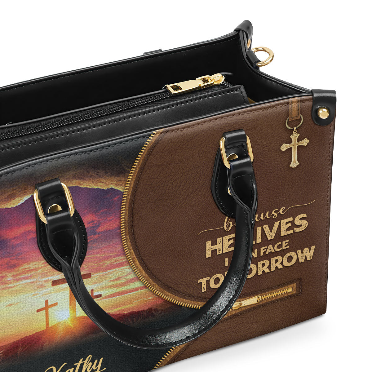 Because He Lives - Personalized Leather Handbag for Women GMJSLB200091