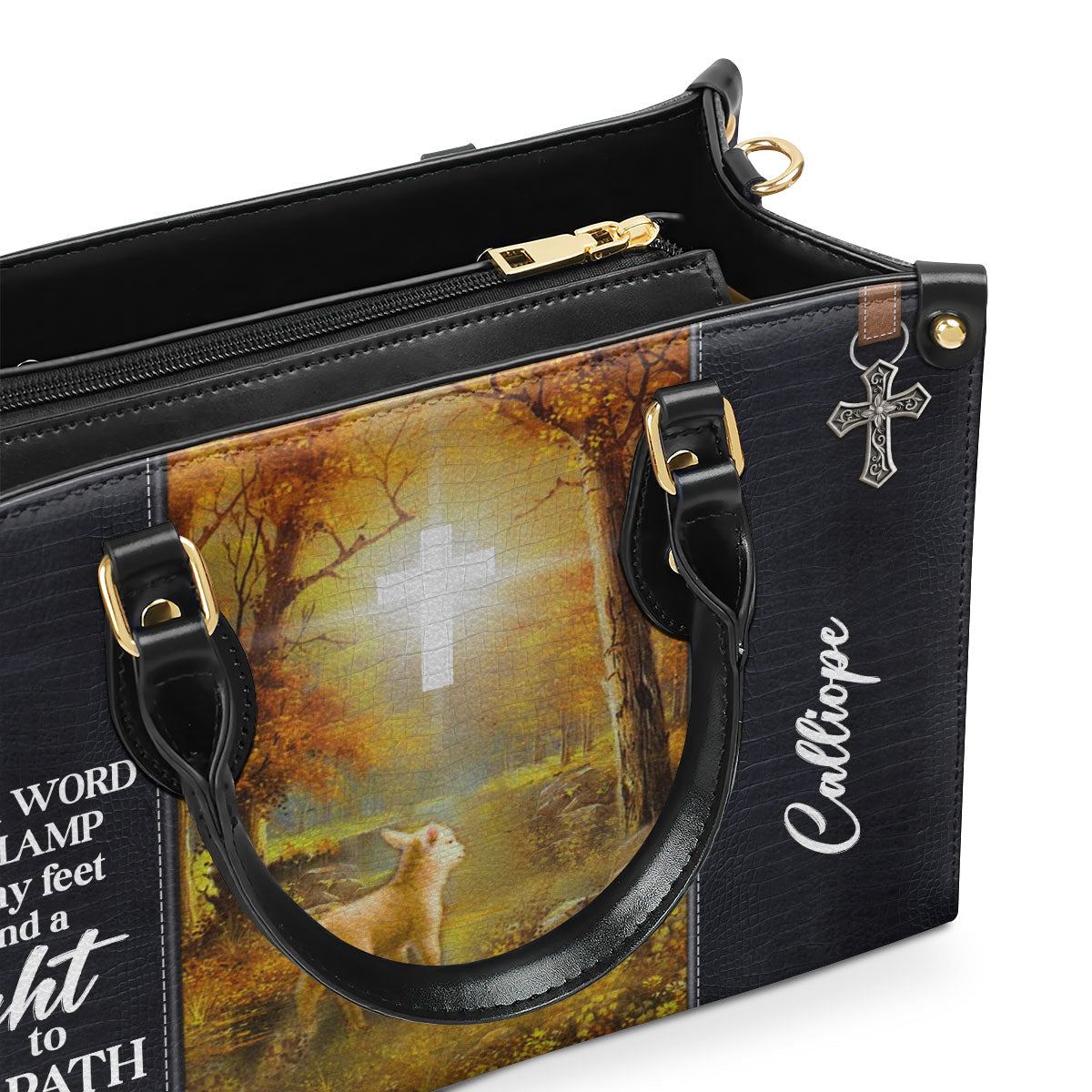 Your Word Is A Lamp To My Feet - Personalized Leather Handbag GMJSLB200107