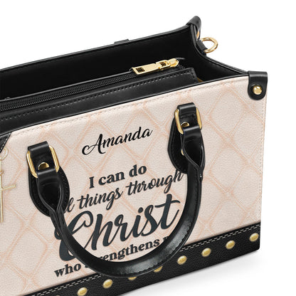 I Can Do All Things Through Christ - Personalized Leather Handbag GMJSLB200093