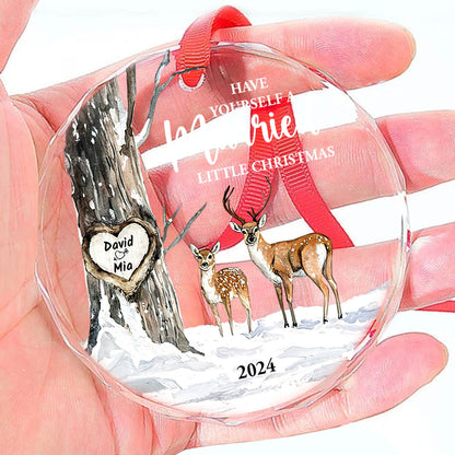 Have Yourself A Married Little Christmas - Personalized Round Glass Ornament GOJS10222