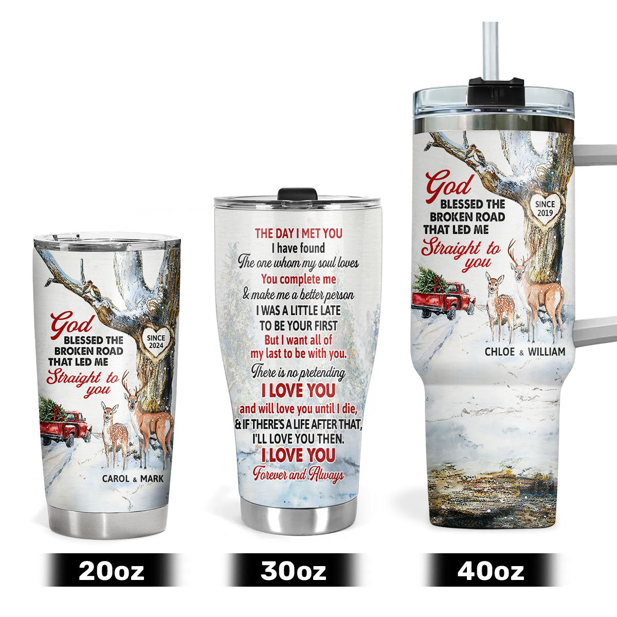 God Blessed The Broken Road - Gift for Couple - Personalized Tumbler