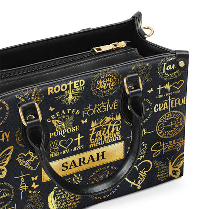 Rooted In Christ - Personalized Leather Handbag GMJSLB200008