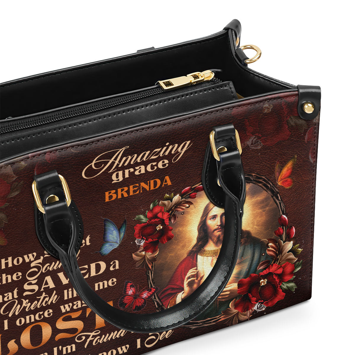 Jesus Amazing Grace - Leather Handbag - Personalized Christian Gift GMJSLB200023