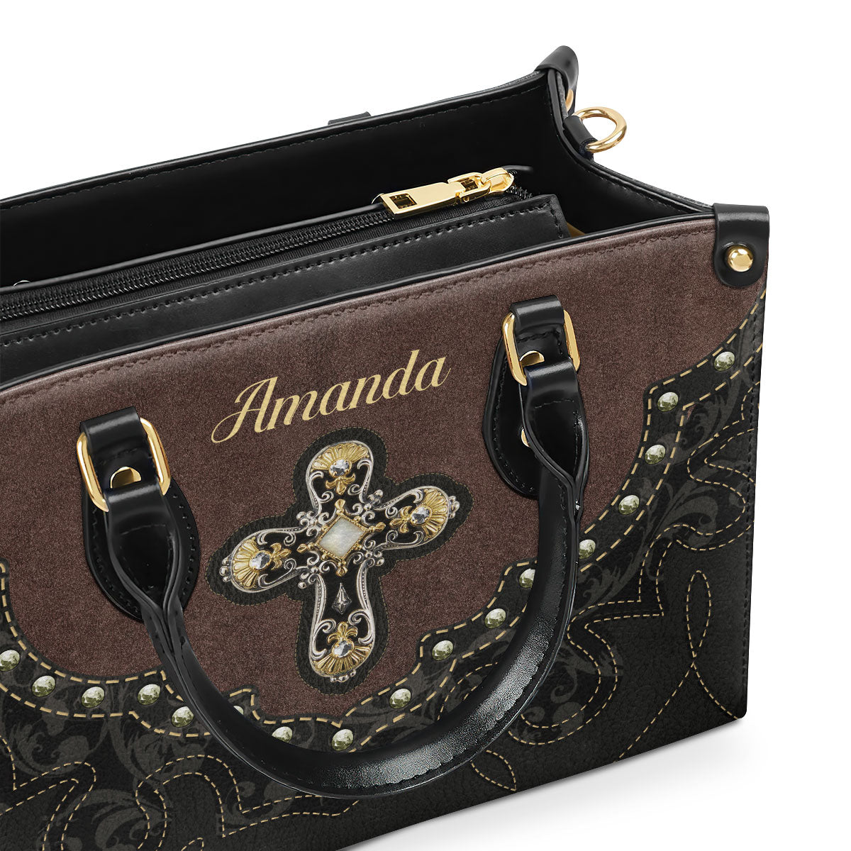 Faith-Inspired Leather Handbag - Personalized Cross Bag GMJSLB200080