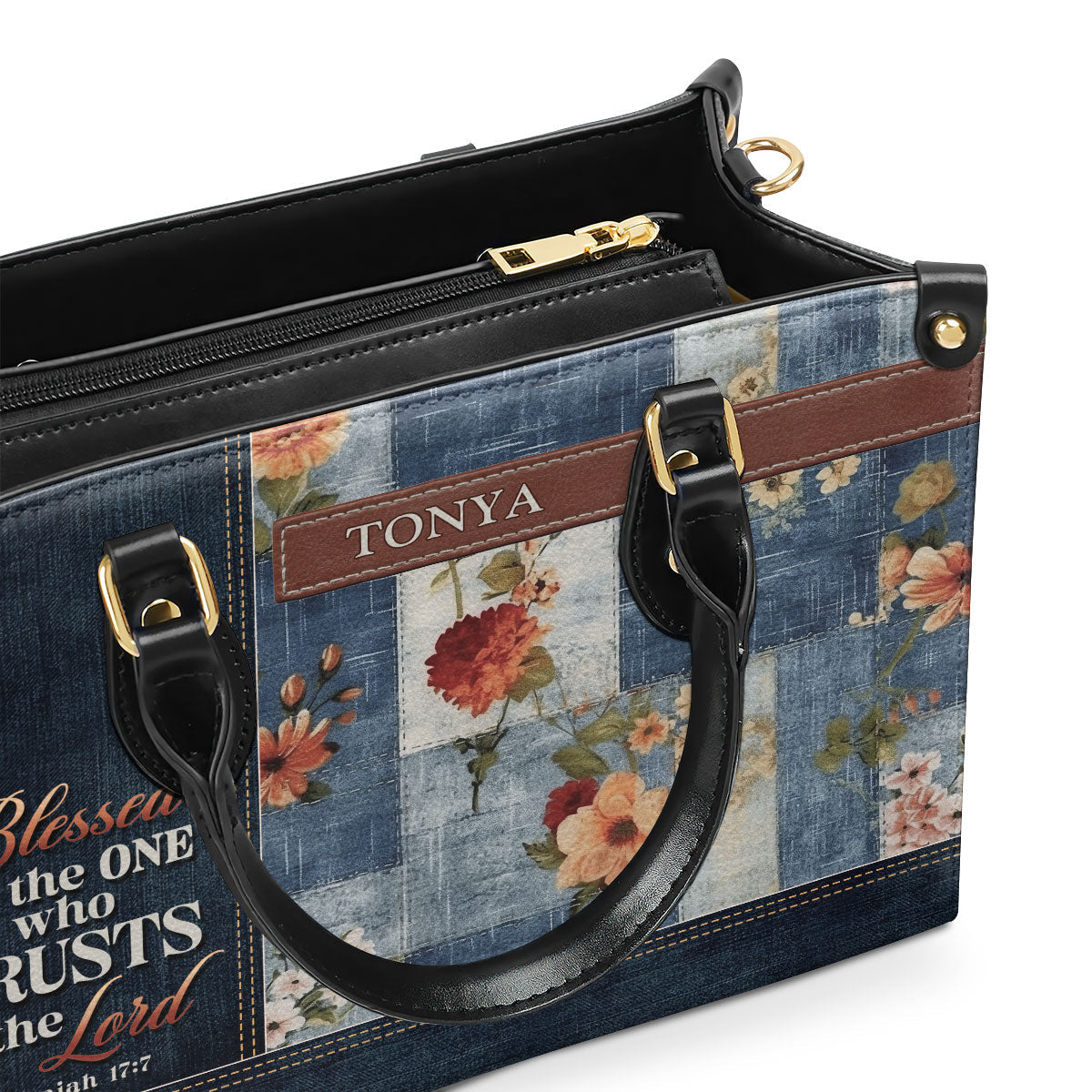 Blessed Is The One Who Trusts - Personalized Leather Handbag GMJSLB200029