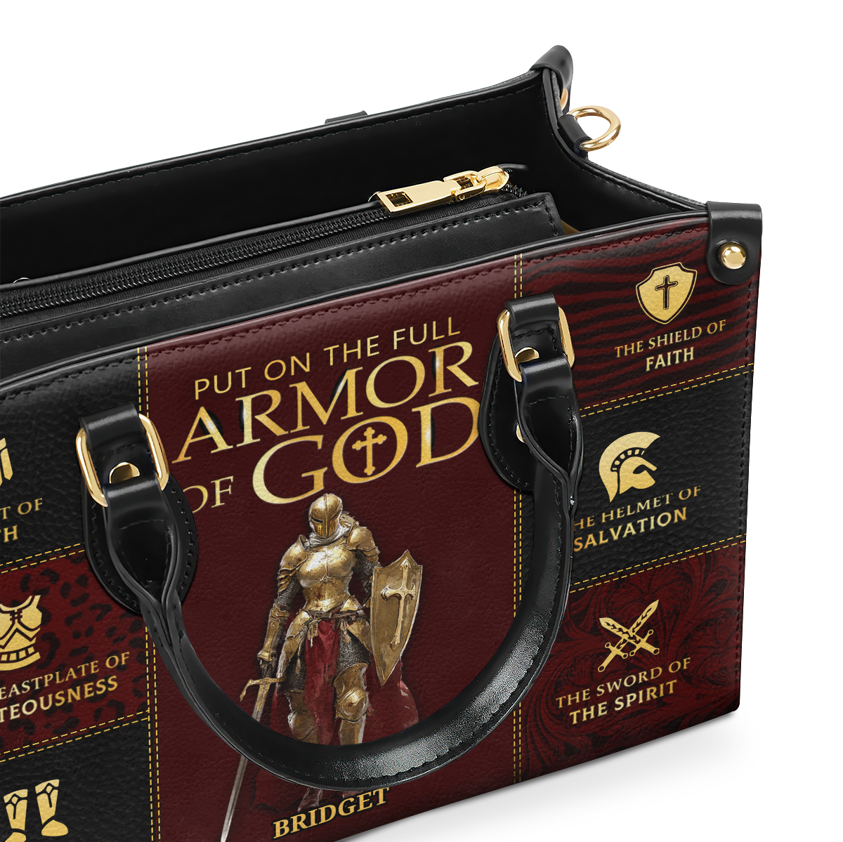 Full Armor Of God - Personalized Leather Handbag GMJSLB200085