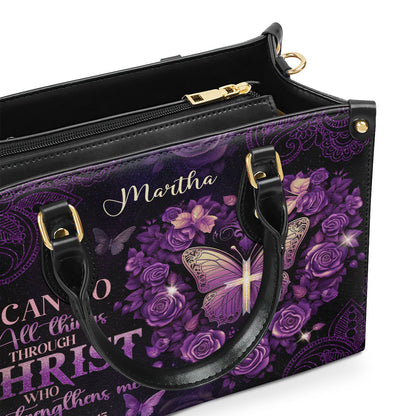 I Can Do All Things Through Christ - Personalized Leather Handbag GMJSLB200021