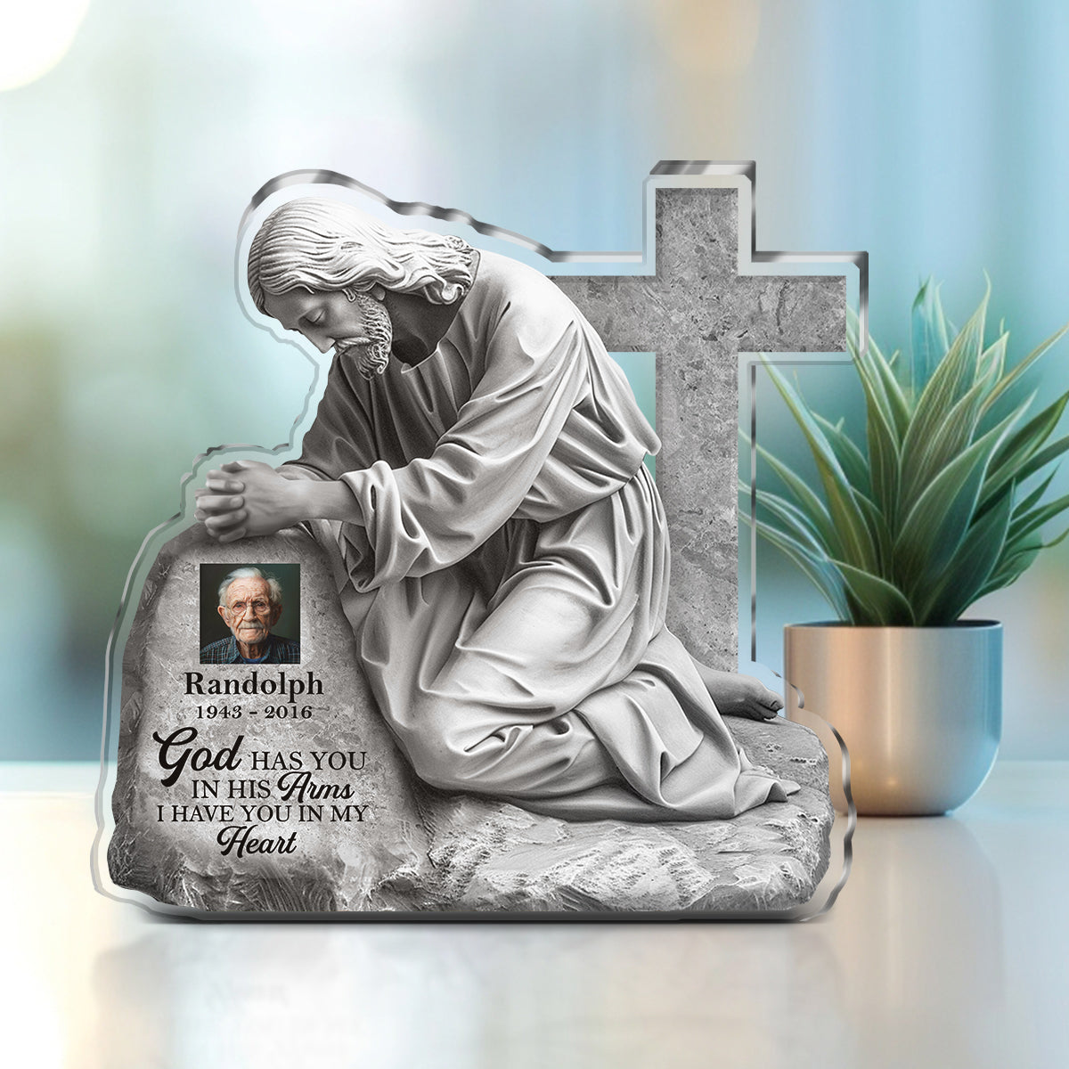 God Has You In His Arms - Personalized Acrylic Plaque GAPJS10300