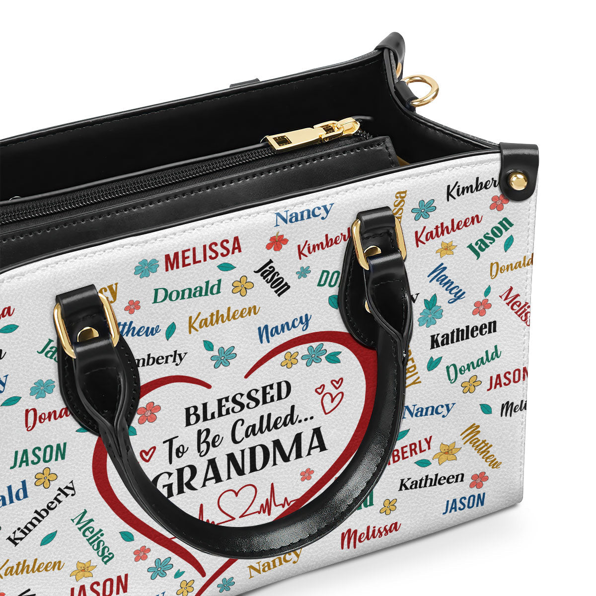 Blessed To Be Called Grandma - Personalized Leather Handbag GMJSLB200090