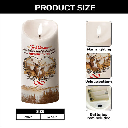 God Blessed The Broken Road - Personalized Flameless LED Candle