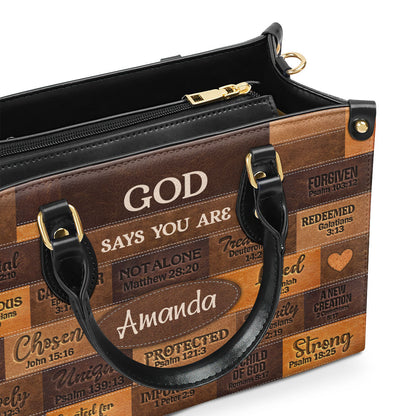 God Says I Am - Personalized Leather Handbag - Gift For Her GMJSLB200035