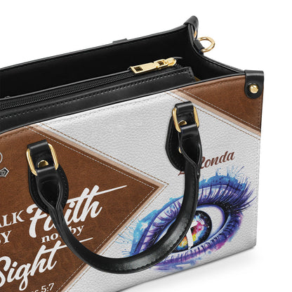 Walk By Faith, Not By Sight - Personalized Leather Handbag GMJSLB200091