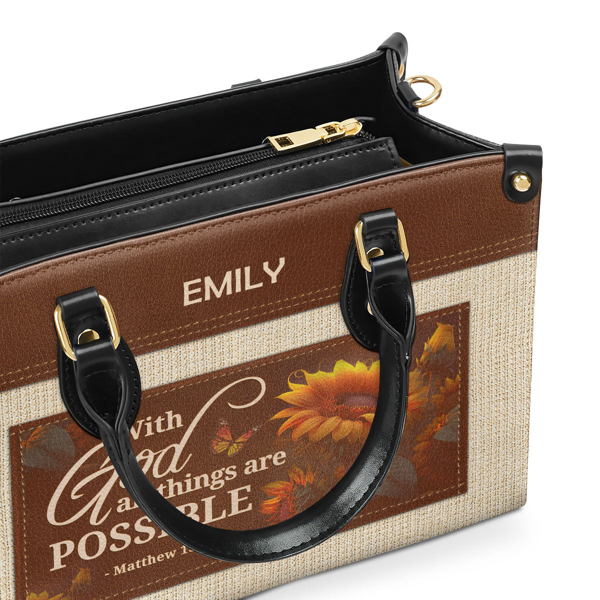 With God All Things Are Possible - Personalized Leather Handbag GMJSLB200010