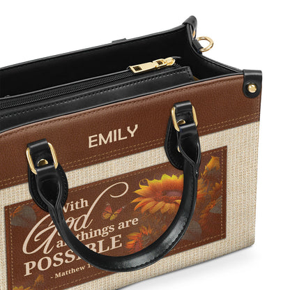 With God All Things Are Possible - Personalized Leather Handbag GMJSLB200010