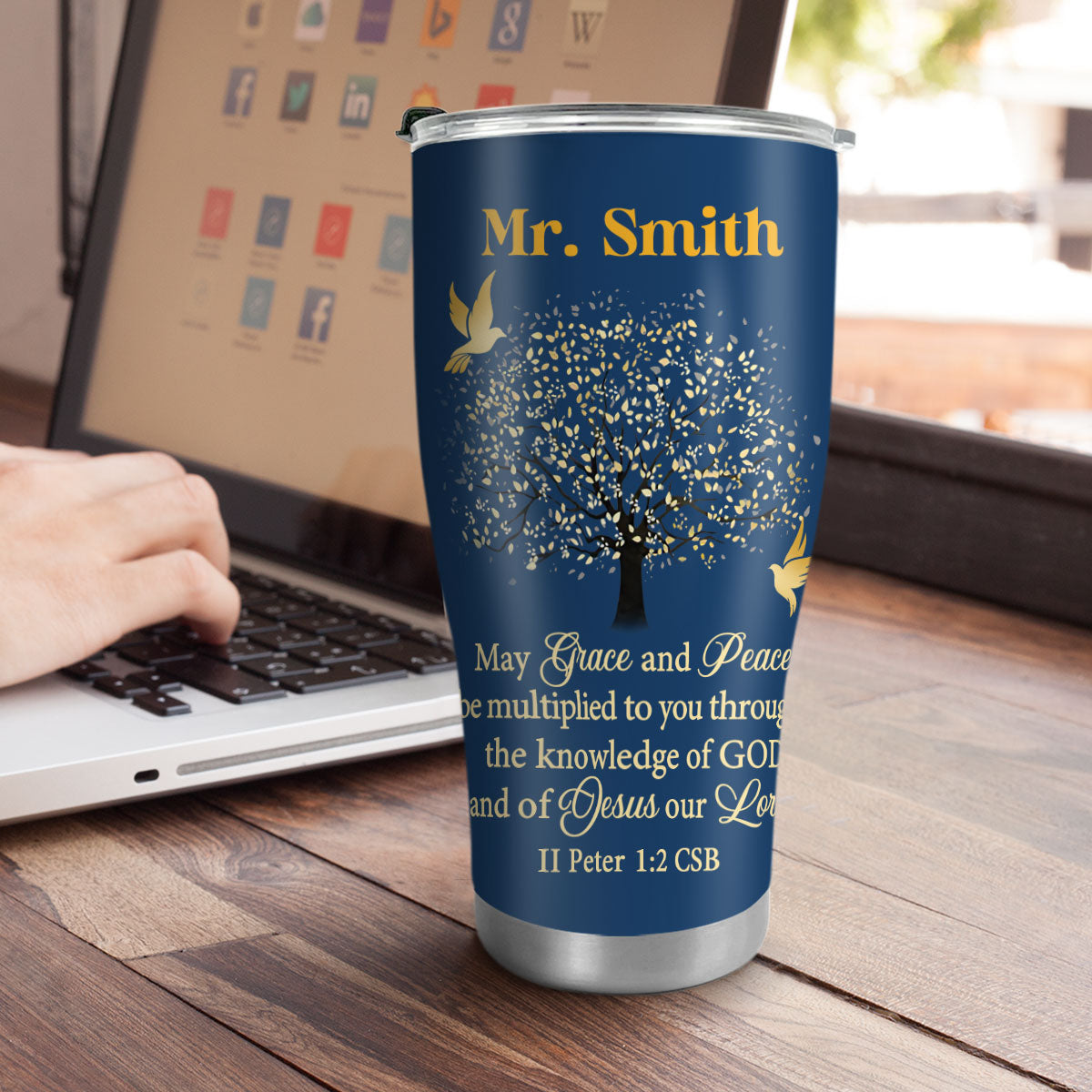 Grace And Peace - Christian Faith Tumbler - Personalized Stainless Steel