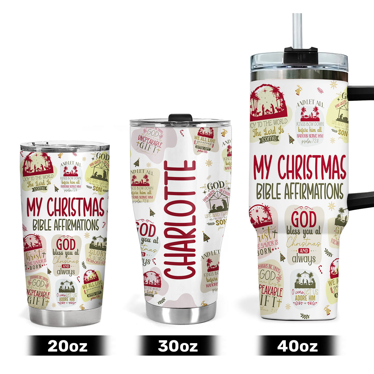 Christmas Bible Affirmations - Personalized Stainless Steel Tumbler