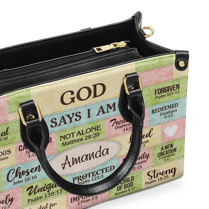 God Says I Am - Personalized Leather Handbag - Christian Faith Gift GMJSLB200034