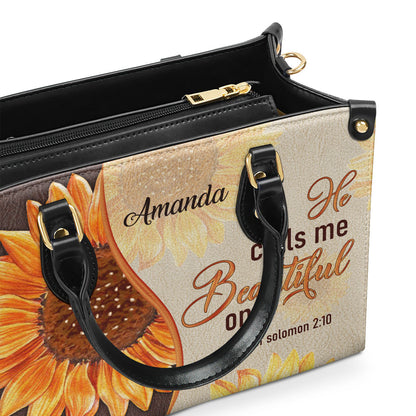 He Calls Me Beautiful One - Personalized Leather Handbag GMJSLB200081