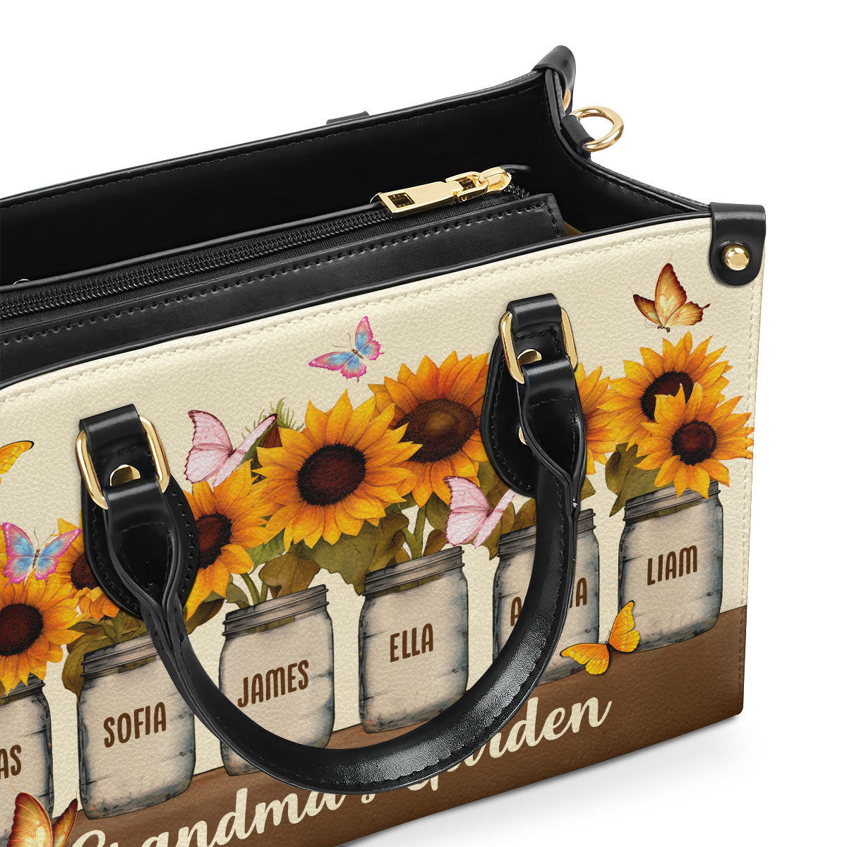 Grandma's Garden - Personalized Leather Handbag GMJSLB200031