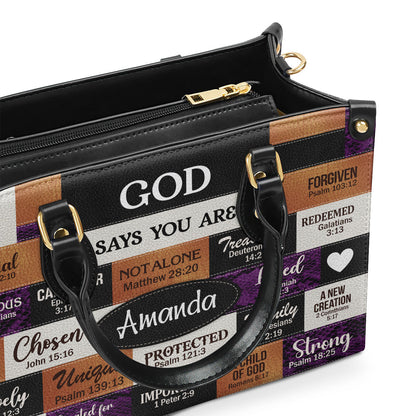God Says I Am - Personalized Leather Handbag - Gift For Her GMJSLB200025