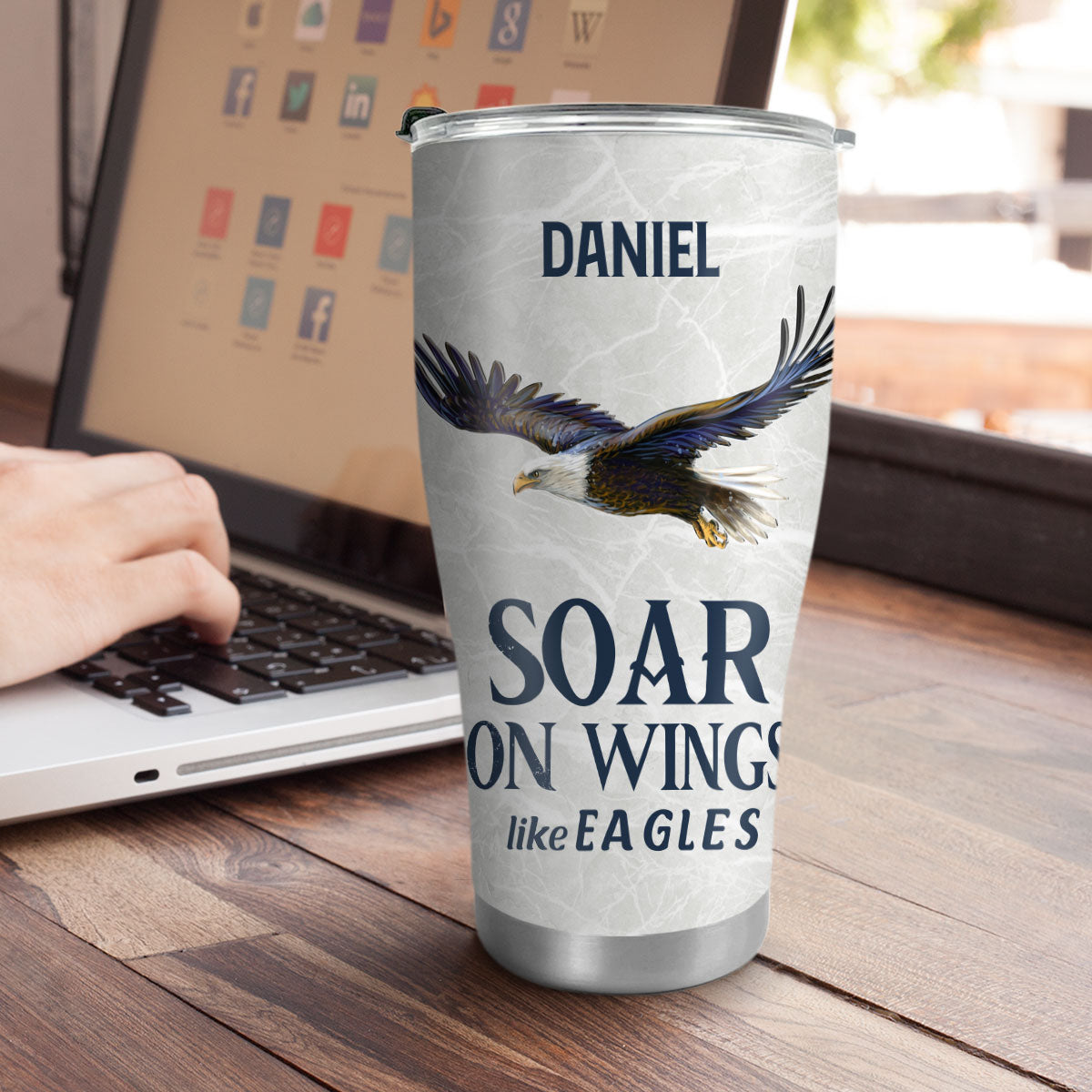 Isaiah 40:31 Soar Like Eagles - Personalized Stainless Steel Tumbler