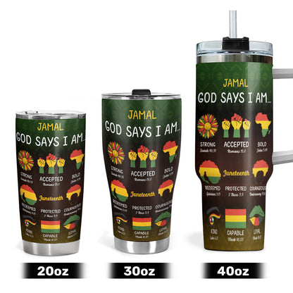 God Says I Am - Personalized Stainless Steel Tumbler