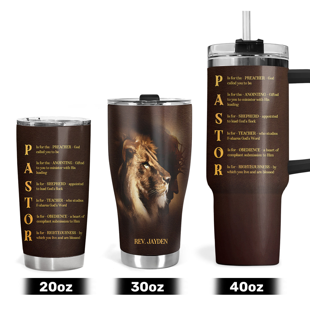 Obedience and Righteousness - Personalized Tumbler for Pastor