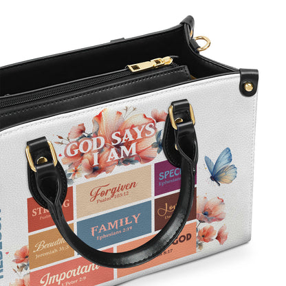 God Says I Am - Leather Handbag - Personalized Gift for Women GMJSLB200015