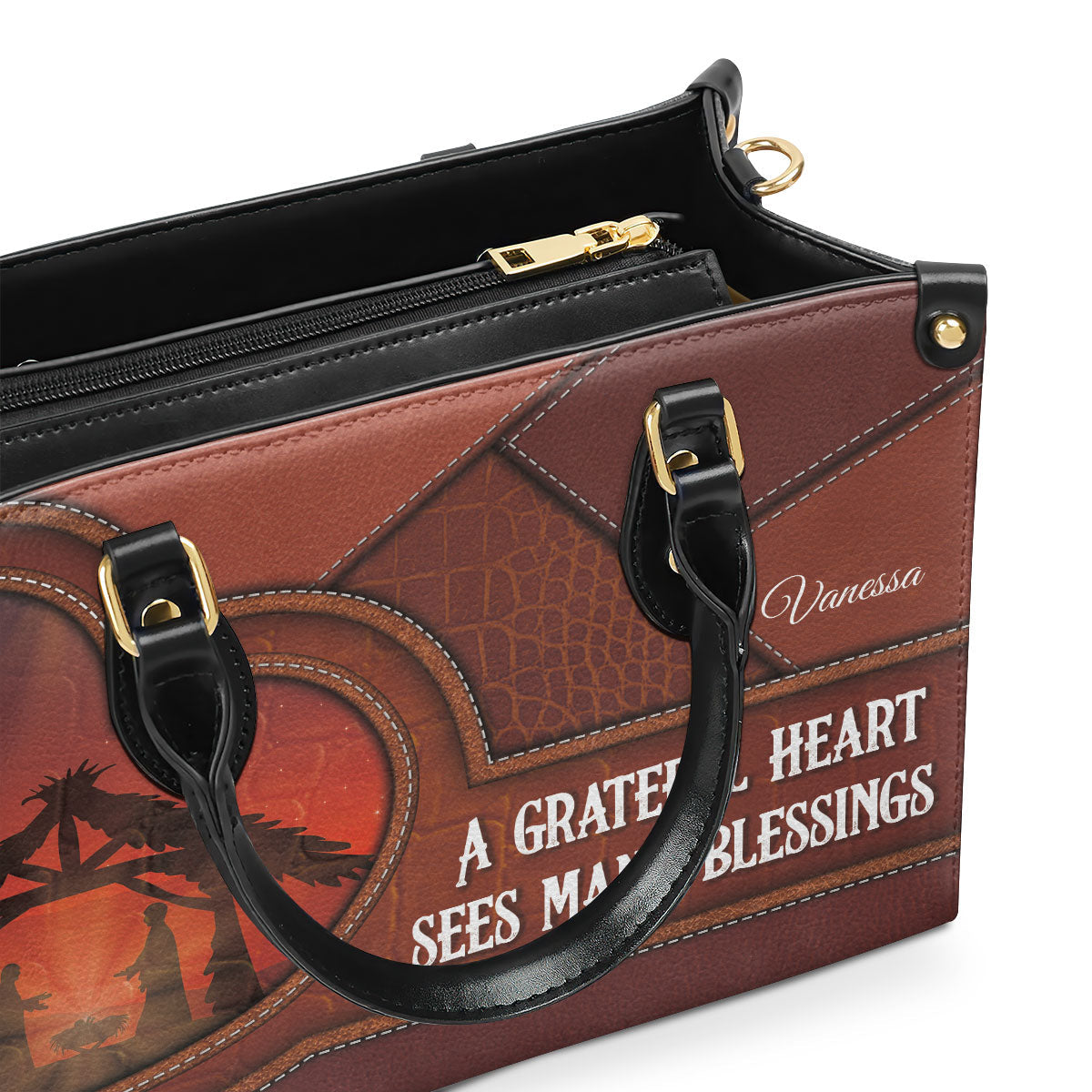 Grateful Heart - Personalized Leather Handbag GMJSLB200098