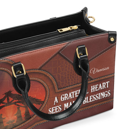 Grateful Heart - Personalized Leather Handbag GMJSLB200098