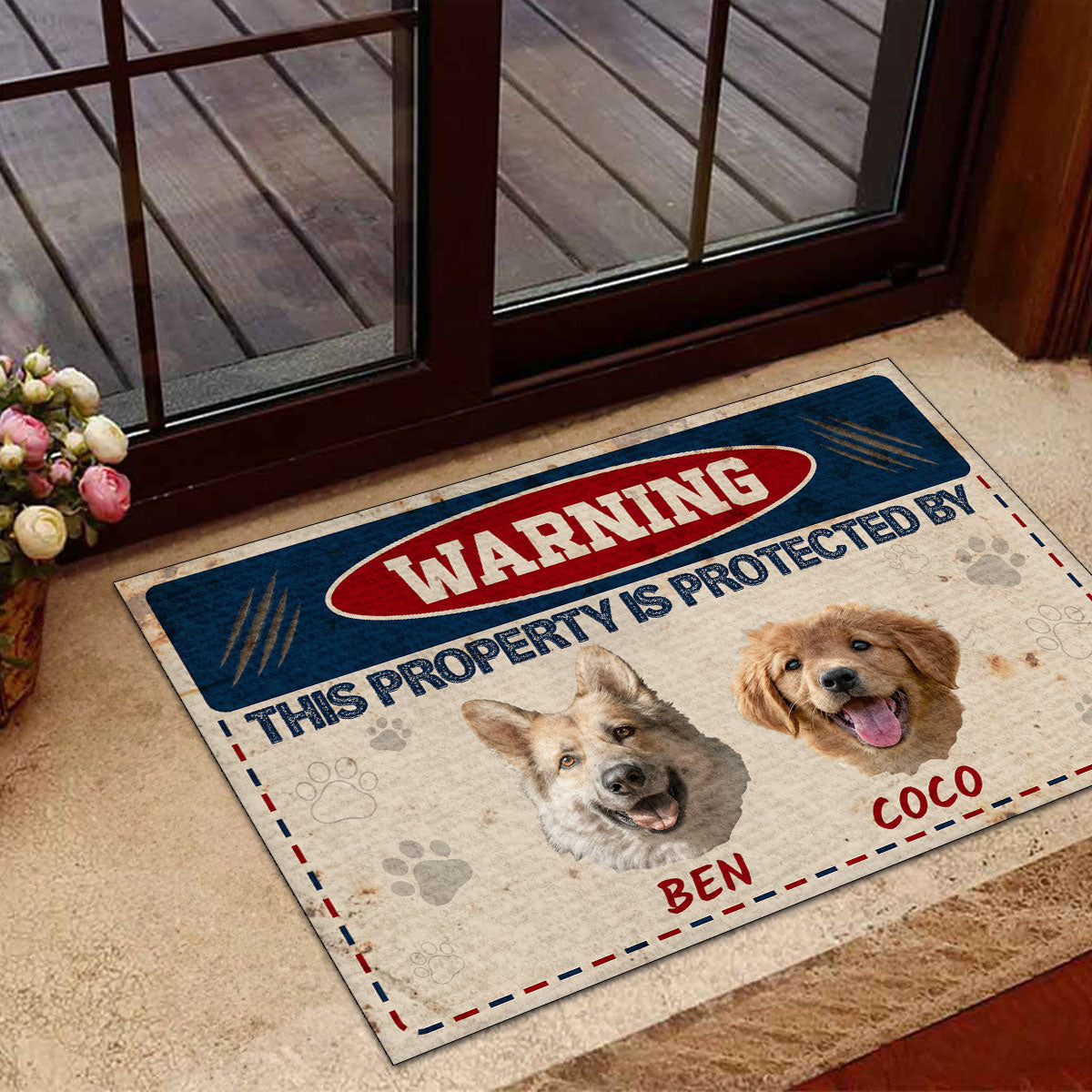 Warning This Property Is Protected - Personalized Doormat GDMJS10091