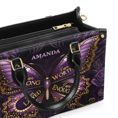 I Am Love - Personalized Leather Handbag - Christian Butterfly Design GMJSLB200010