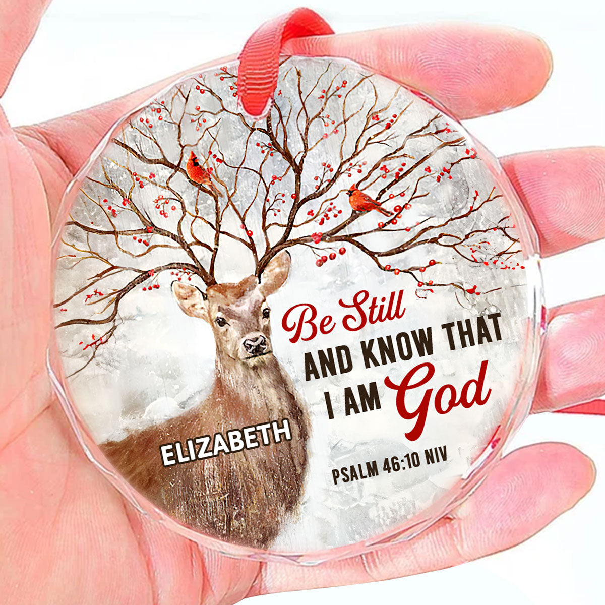 Be Still And Know That I Am God - Personalized Glass Ornament GOJS10164