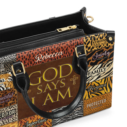 God Says I Am Unique - Personalized Leather Handbag GMJSLB200011