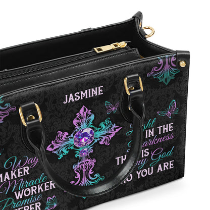 Way Maker Miracle Worker Promise Keeper - Personalized Leather Handbag GMJSLB200101