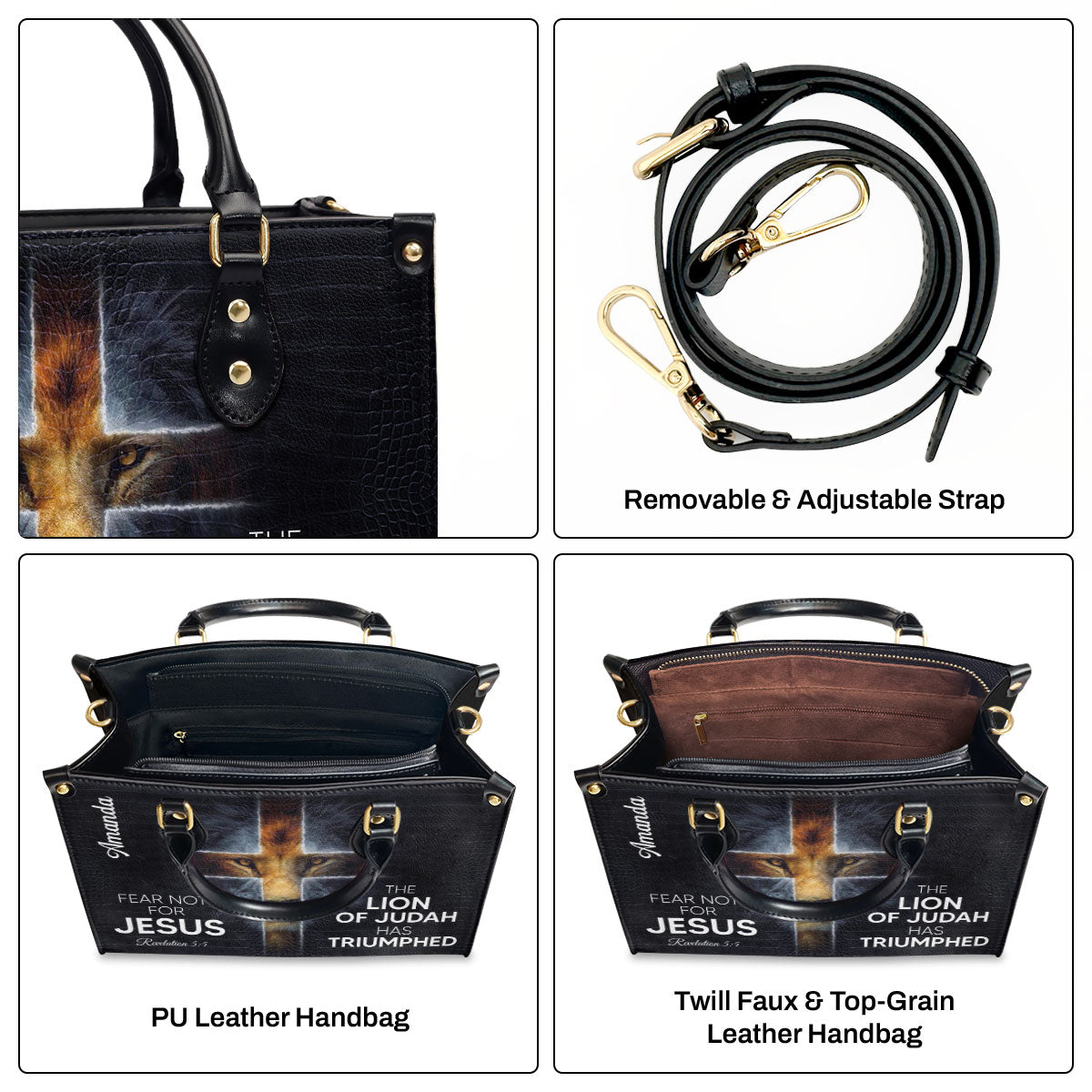 The Lion Of Judah Has Triumphed - Personalized Leather Handbag GMJSLB200084