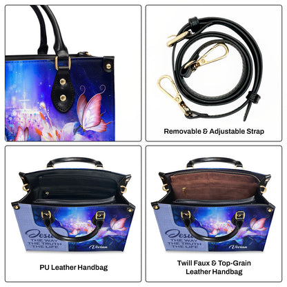 Jesus The Way The Truth The Life - Personalized Leather Handbag GMJSLB200100