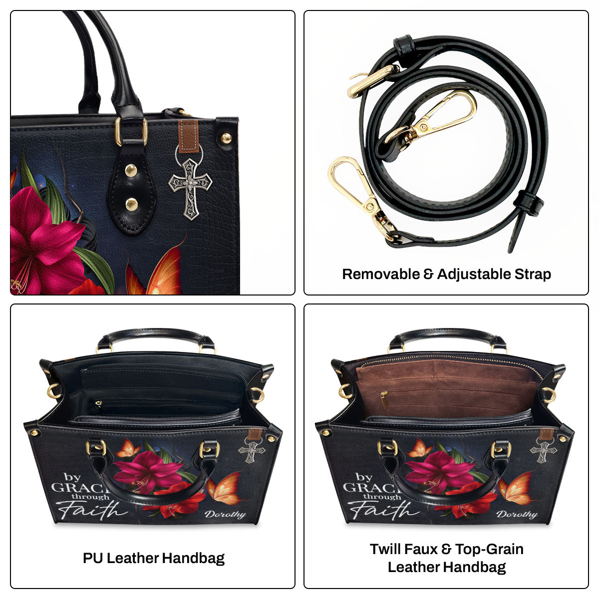 Faith-Based Quote - Personalized Leather Handbag GMJSLB200099