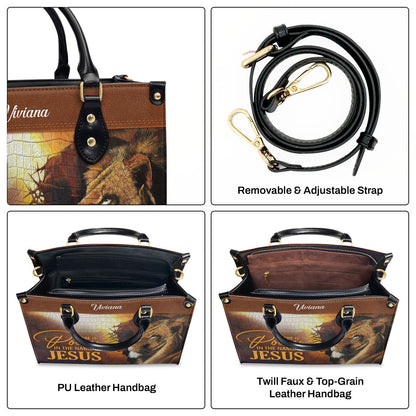 There Is Power In The Name Of Jesus - Personalized Leather Handbag GMJSLB200097