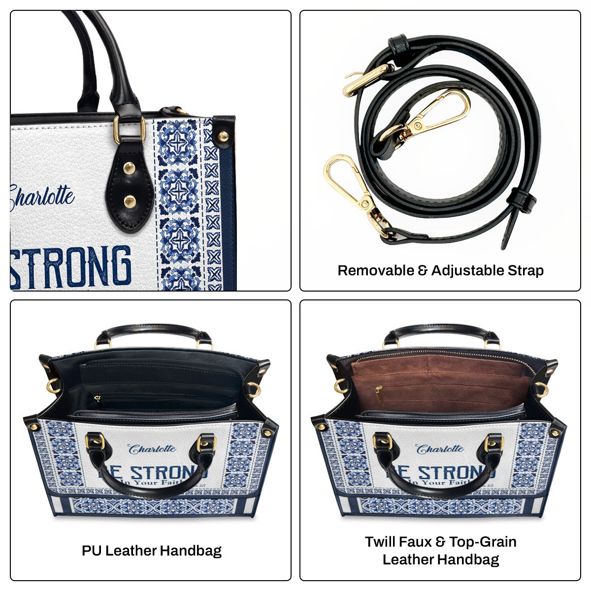 Be Strong In Your Faith - Personalized Leather Handbag GMJSLB200107