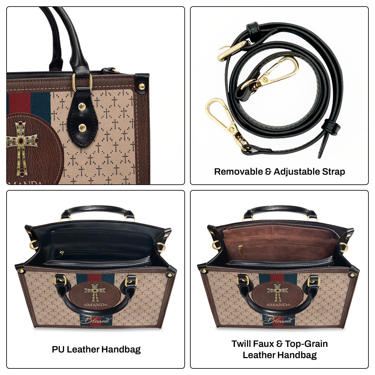 I Am Blessed - Personalized Leather Handbag GMJSLB200104
