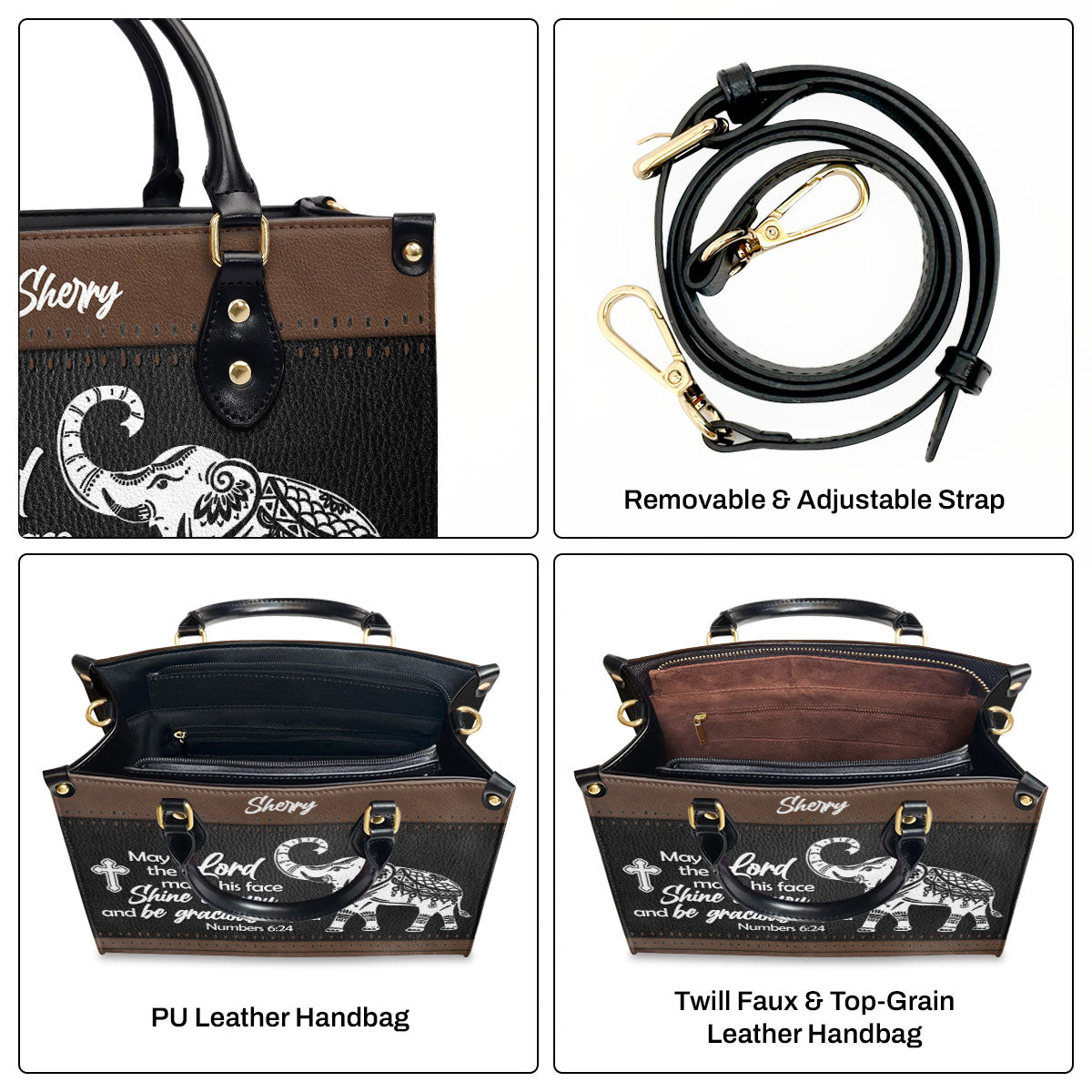 May The Lord Shine On You - Personalized Leather Handbag GMJSLB200099